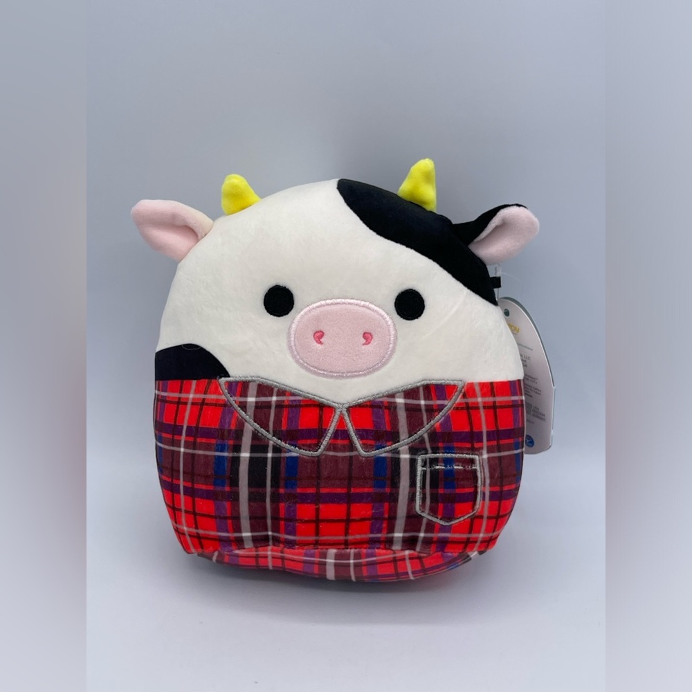 Squishmallows‎ Connor the Cow Fall 2022 Red Plaid Harvest Plush 7.5in  NWT New